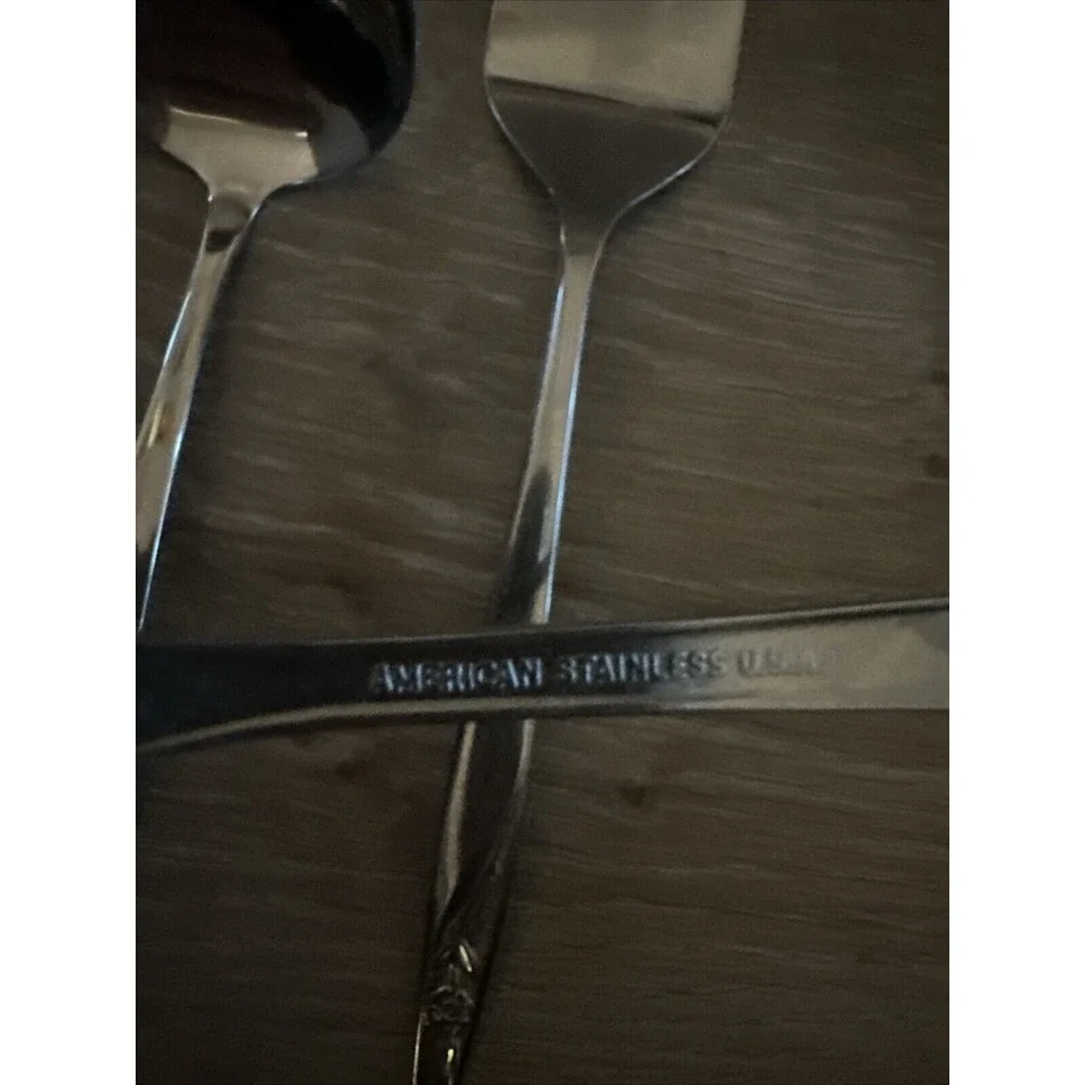 7 PCs International Silver INS88‎ Stainless IS Rose Tip Serving Set Spoon Fork